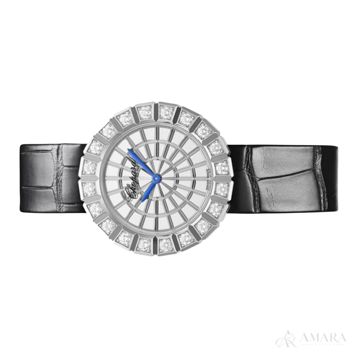 Chopard Ladies Watch – Diamond Detail & Black Leather Strap - view 2