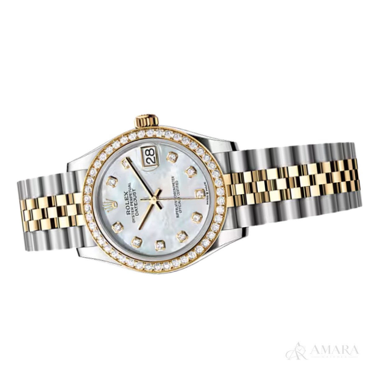 Rolex Lady-Datejust – Two Tone, White Dial & Diamond Detail - view 3