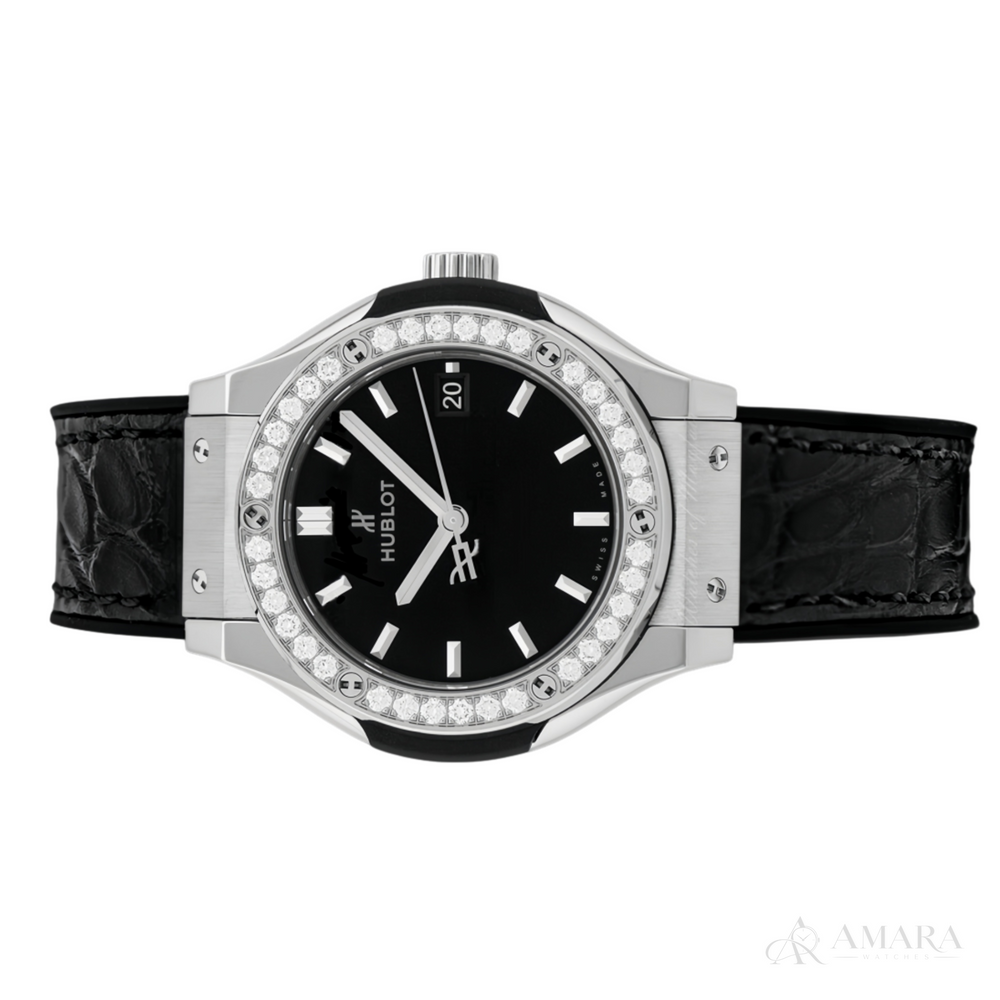 Hublot Classic Fusion Ladies Watch – Black Dial & Diamond Detail - view 2