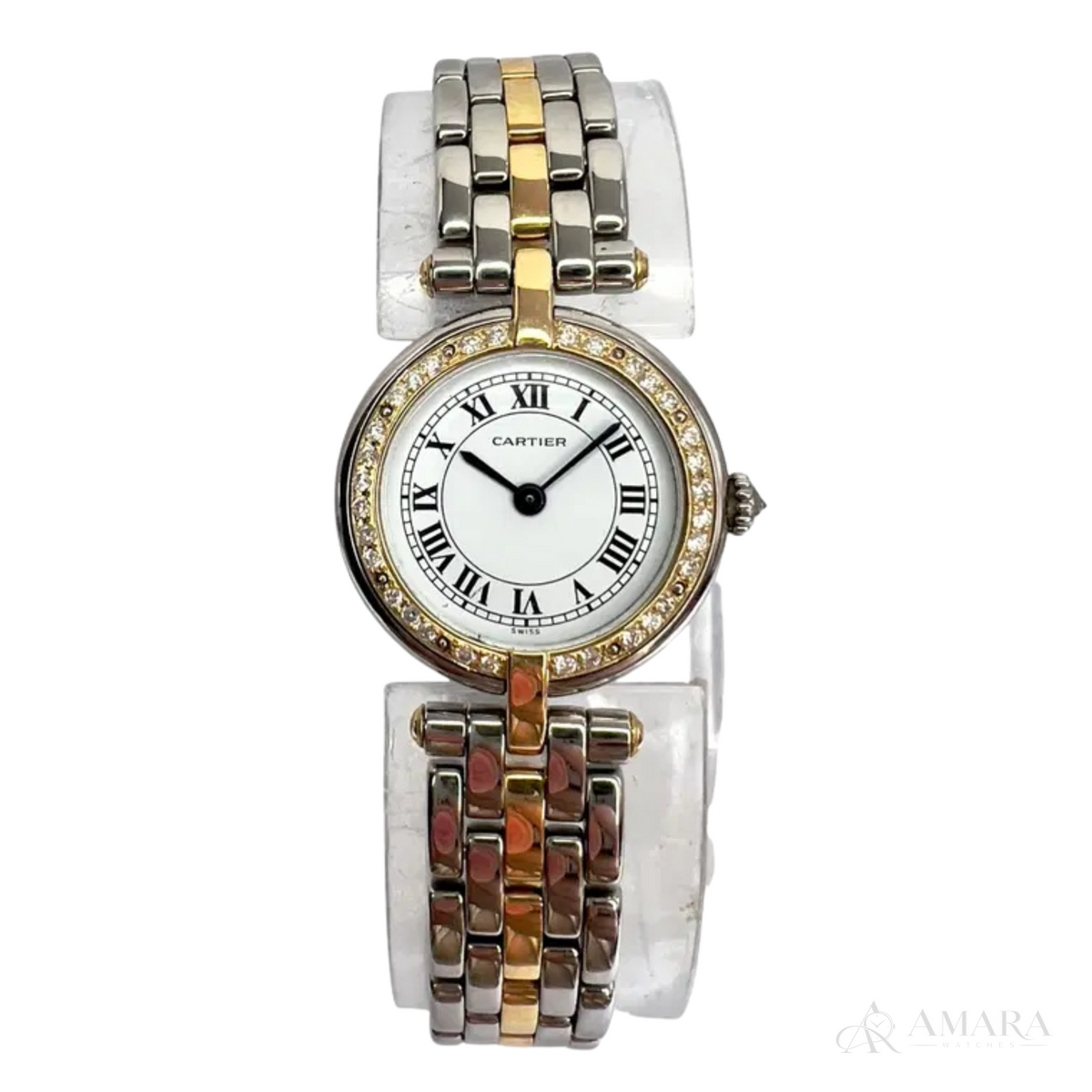 Cartier Round Ladies Watch – Two Tone & Diamond Detail
