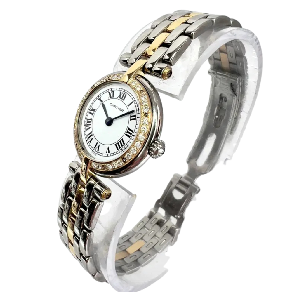 Cartier Round Ladies Watch – Two Tone & Diamond Detail - view 2