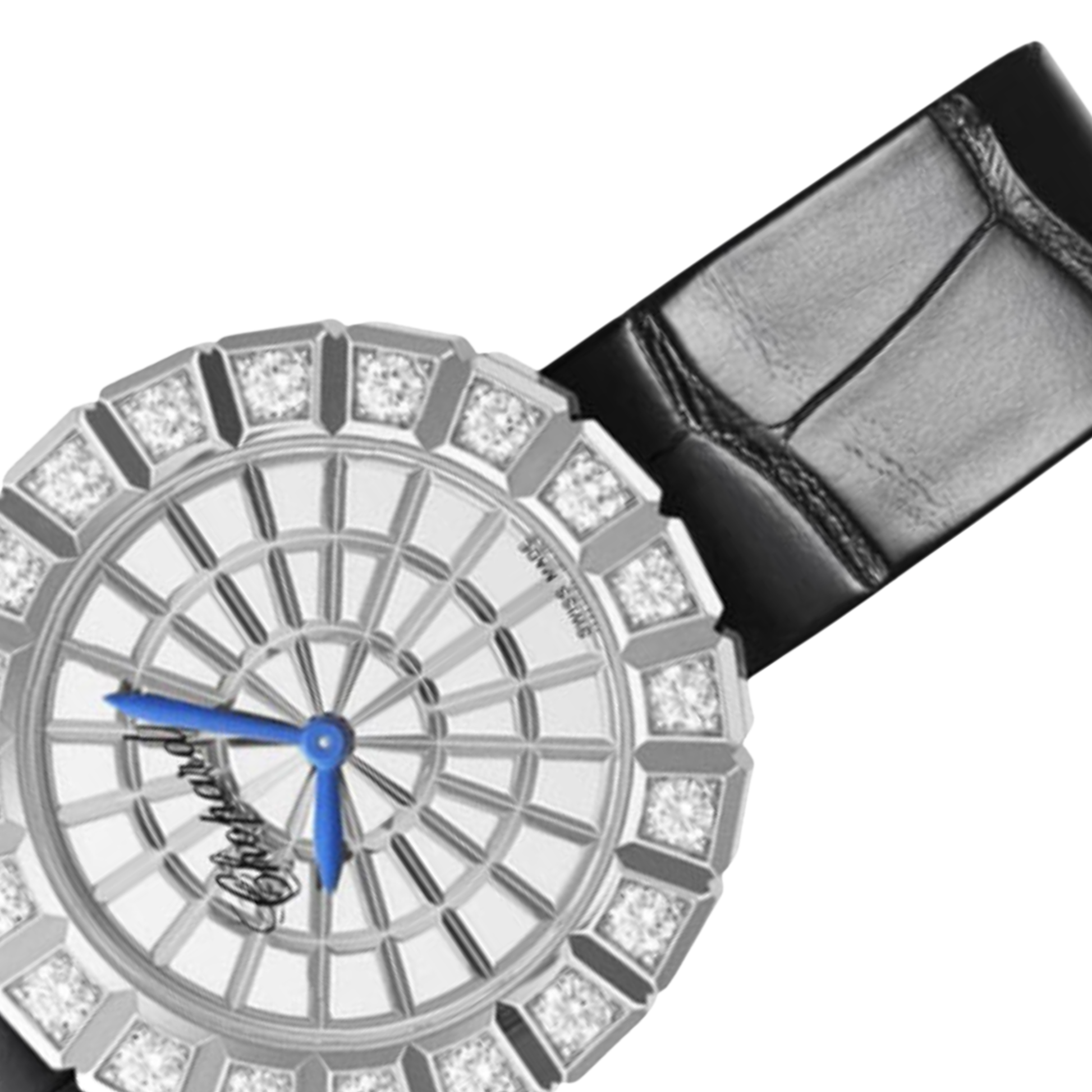 Chopard Ladies Watch – Diamond Detail & Black Leather Strap - view 3