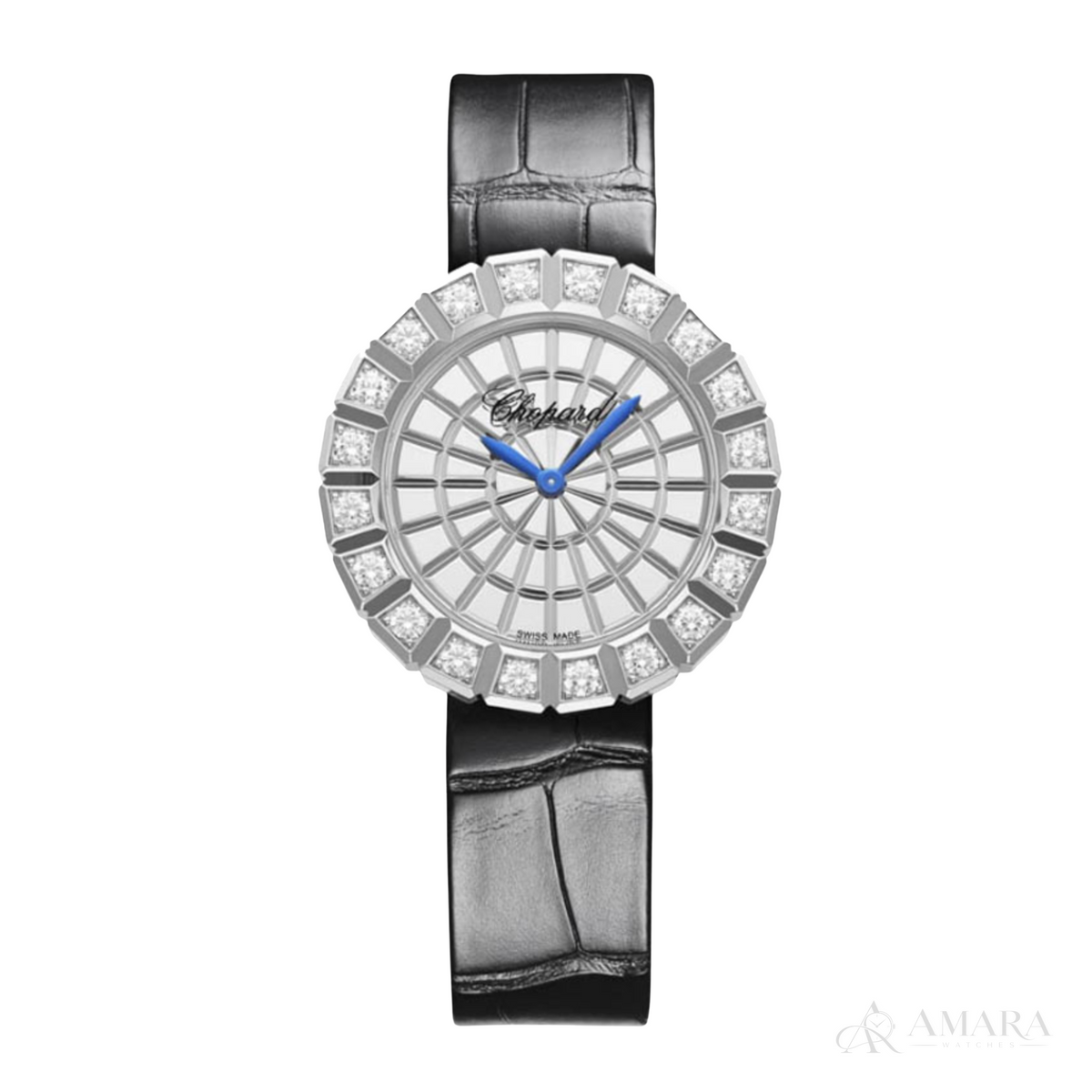 Chopard Ladies Watch – Diamond Detail & Black Leather Strap