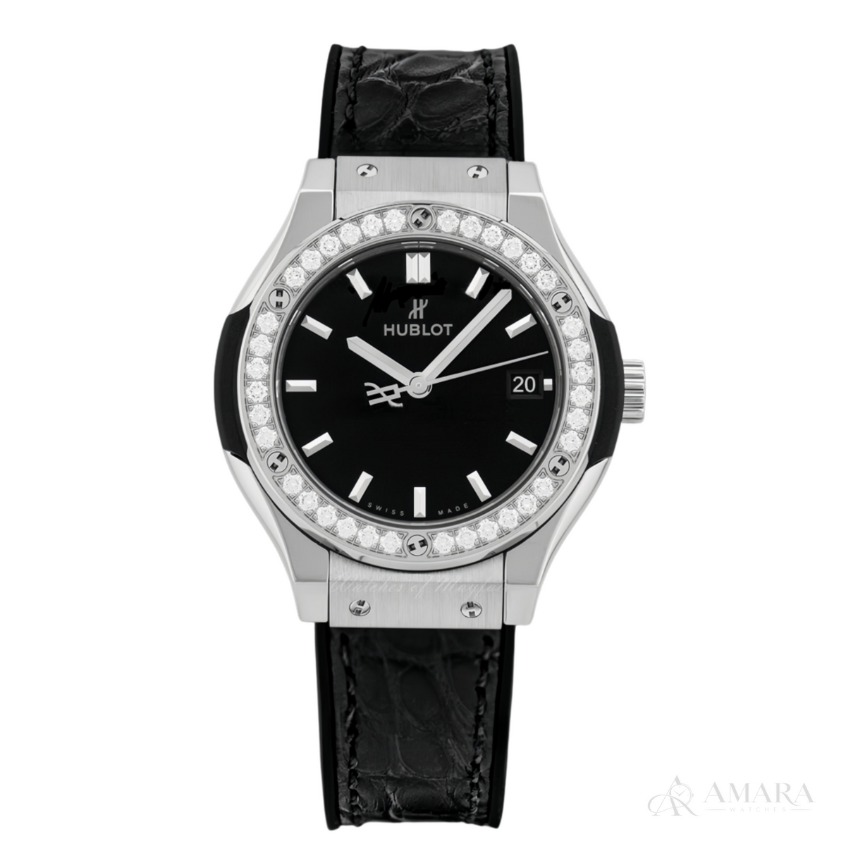 Hublot Classic Fusion Ladies Watch – Black Dial & Diamond Detail