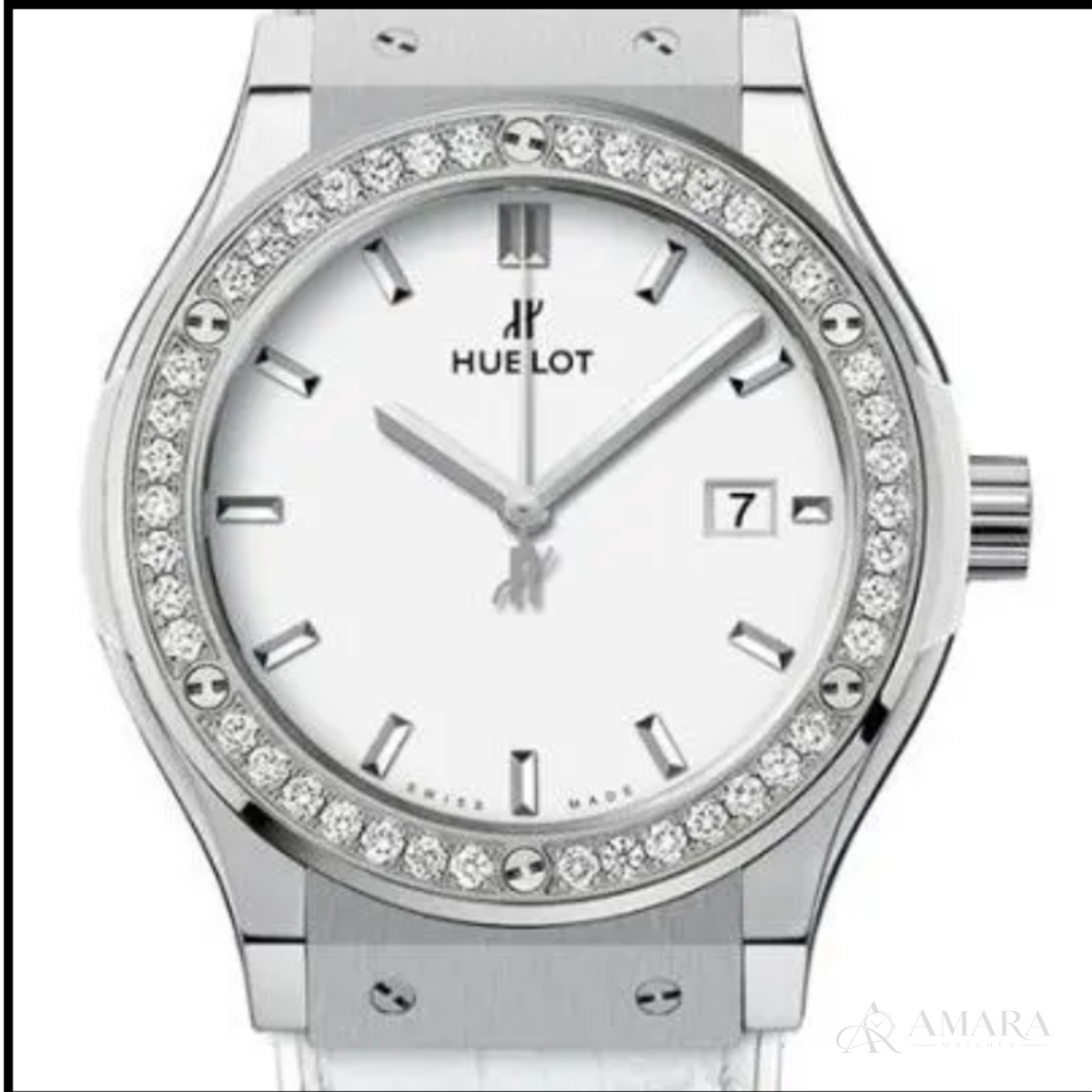 Hublot Classic Fusion Ladies Watch – White Dial & Diamond Detail - view 3