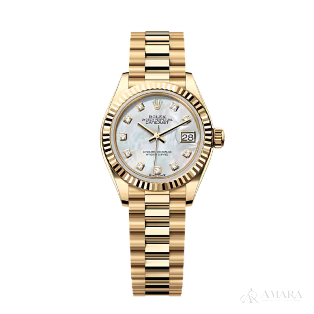 Rolex Lady-Datejust – Yellow Gold Tone & White Diamond Dial