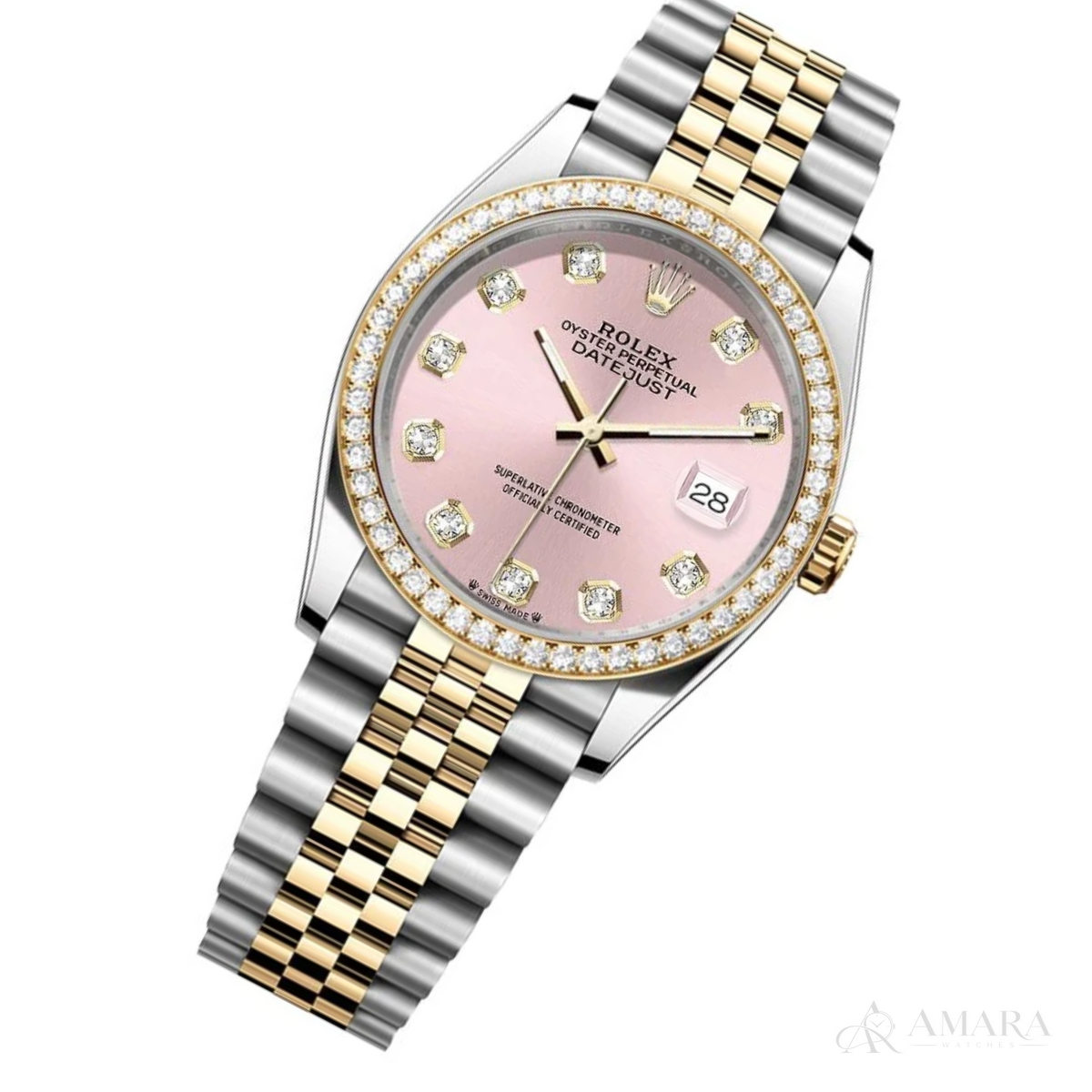 Rolex Lady-Datejust – Two Tone, Pink Dial & Diamond Detail - view 4