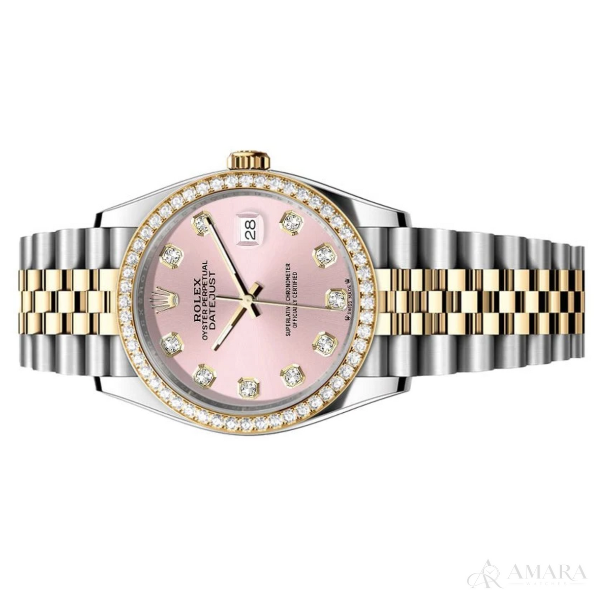 Rolex Lady-Datejust – Two Tone, Pink Dial & Diamond Detail - view 2