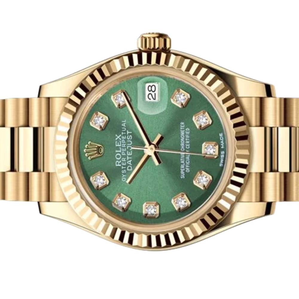 Rolex Lady-Datejust – Green Gem Dial, Yellow Gold Tone