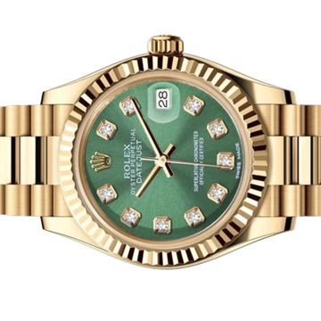 Rolex Lady-Datejust – Green Gem Dial, Yellow Gold Tone