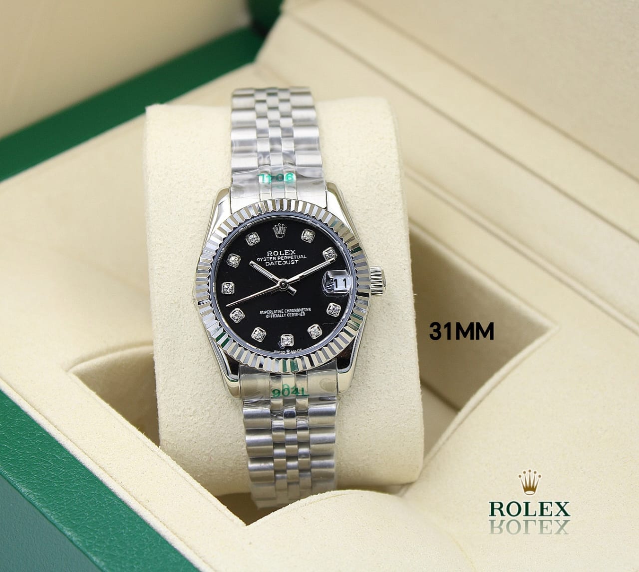 Rolex Lady-Datejust – Black Diamond Dial, Steel Tone - view 10